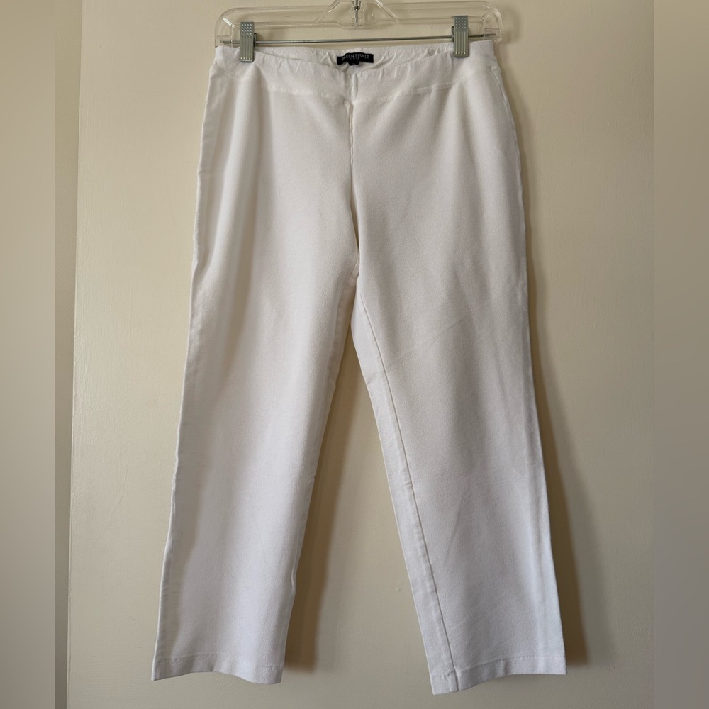 Eileen Fisher Womens Stretch Crepe Slim Leg Cropped Pants White PS